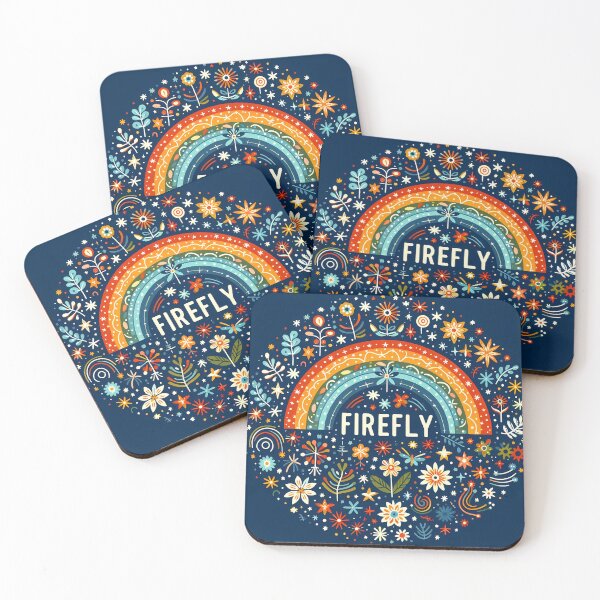 Item preview,  Scandinavian Folk Art Cute Glowing Fireflies and Rainbow by heidiannemorris © designed and sold by FOLK ART FUSION by heidiannemorris.