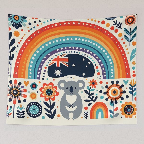 Item preview,  Scandinavian Folk Art Cute Koala and Rainbow by heidiannemorris © designed and sold by FOLK ART FUSION by heidiannemorris.