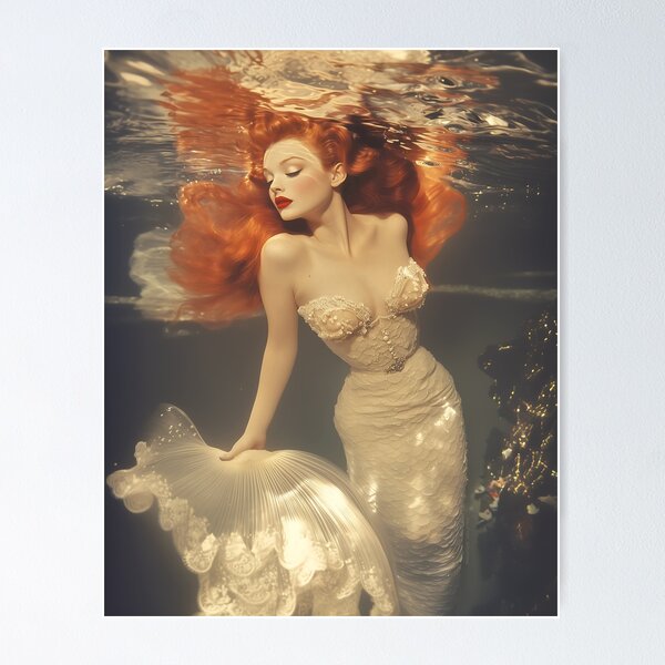 Item preview, Vintage Mermaid with Underwater Glamour and Lace designed and sold by GlitterShooting.