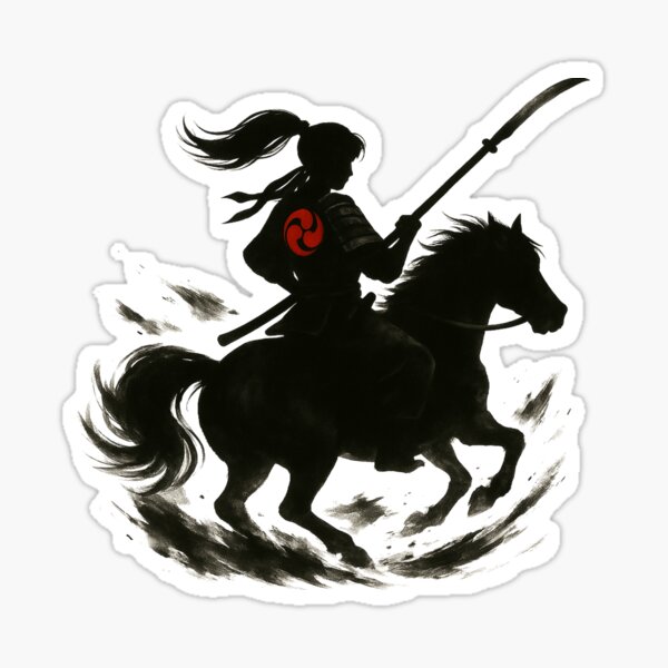 Item preview, 影駆ける巴御前 – Sumi-e Female Warrior on Horseback | Ink Shadow – Sumikage Series designed and sold by Taki_jp_design.