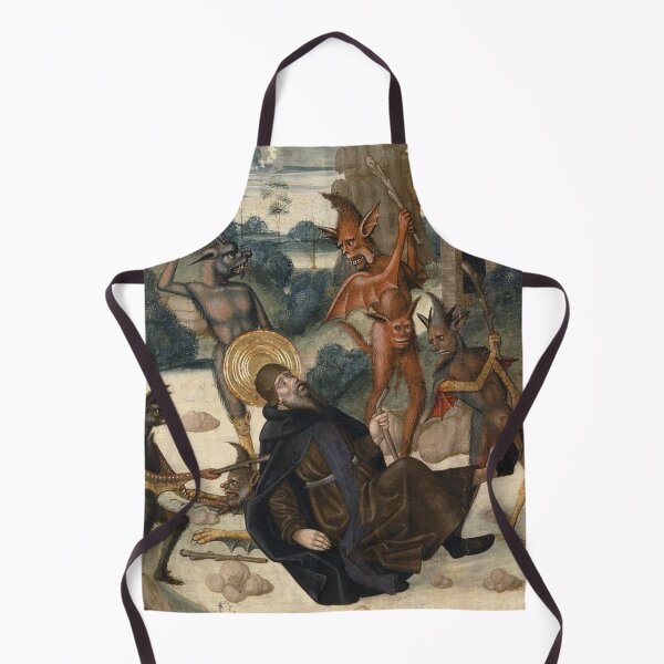 Item preview, Saint being beaten and tempted by demons from a medieval painting designed and sold by VintageManiac.