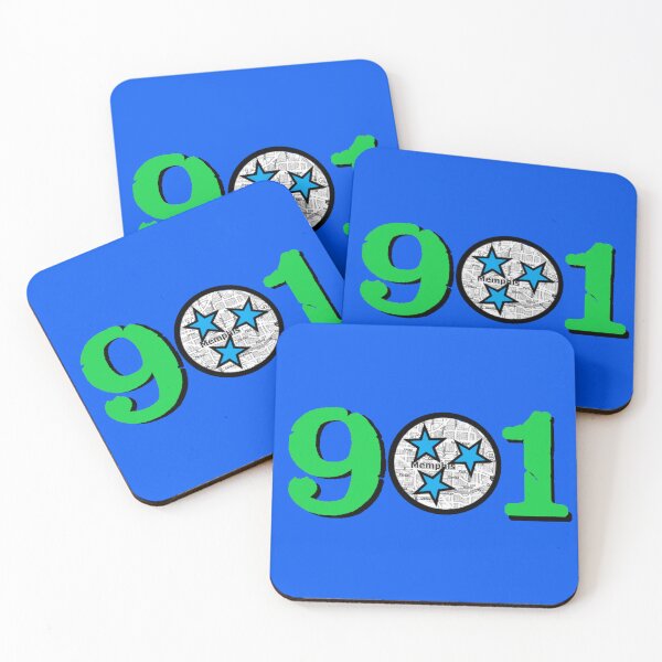 Item preview, Memphis - 901 Green With Blue Stars designed and sold by Pickle Wicked Designs.