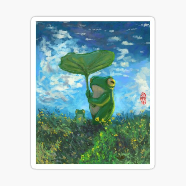 Aperçu de l'œuvre Parodie de grenouille de La Femme à l'ombrelle de Monet – Art fantaisiste de grenouille impressionniste créée et vendue par DingHuArt.