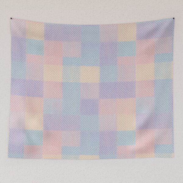 Item preview, Pastel checkered textile pattern with chevron texture designed and sold by juthamas8426.