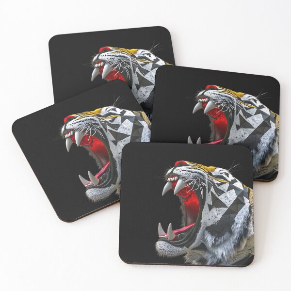 Item preview, Roaring Tiger head in geometric style, exotic cat lovers T-shirt designed and sold by PeffysArt.