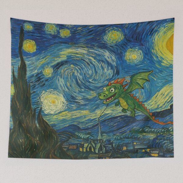Item preview, Vincent van Gogh, Starry Night with Dragons designed and sold by Mauswohn.
