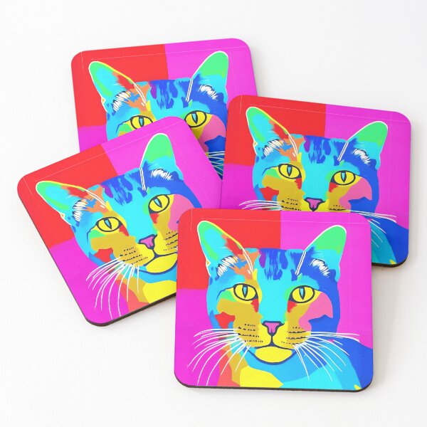 Item preview, Multi Colored Pop Art Cat Portrait  designed and sold by Marymarice.