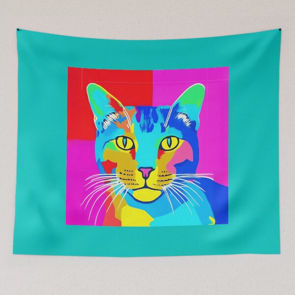 Item preview, Multi Colored Pop Art Cat Portrait  designed and sold by Marymarice.