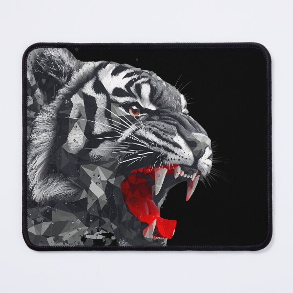 Item preview, Roaring Tiger head in geometric style, exotic cat lovers T-shirt designed and sold by PeffysArt.