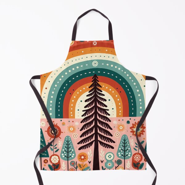 Item preview, Scandinavian Folk Art Tall Sequoia Redwood Tree and Rainbow by heidiannemorris ©  designed and sold by FOLK ART FUSION.