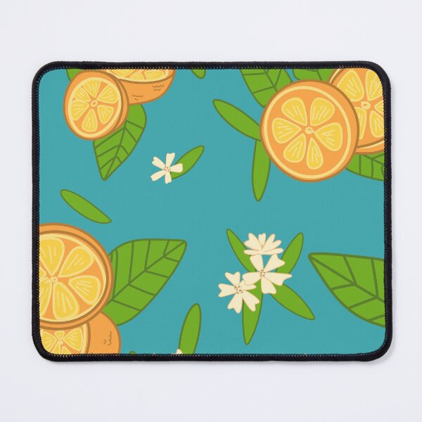 Item preview, Orange fruit pattern in blue background  designed and sold by scarabocchidica.