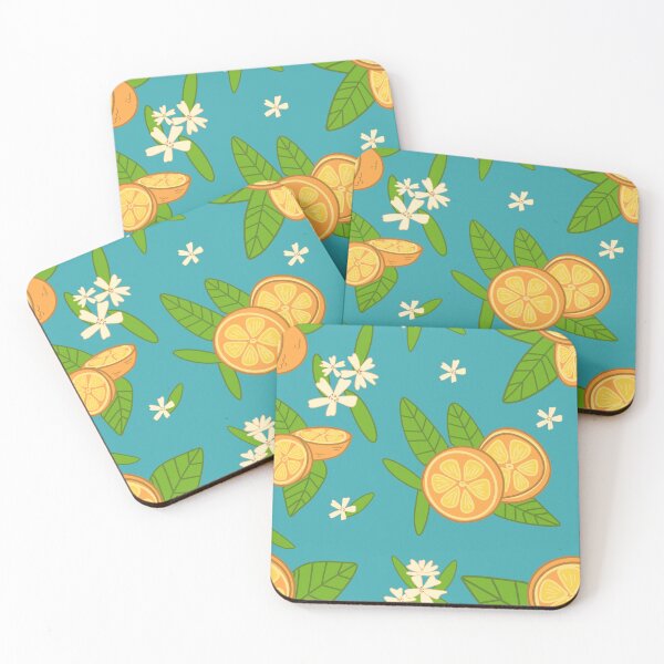 Item preview, Orange fruit pattern in blue background  designed and sold by scarabocchidica.