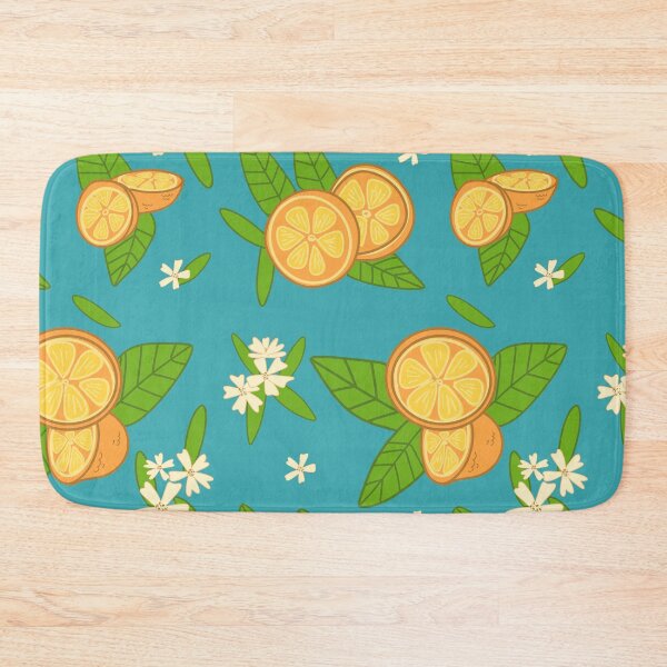 Item preview, Orange fruit pattern in blue background  designed and sold by scarabocchidica.