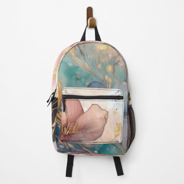 Item preview, Delicate VINTAGE FLOWERS 2, multicolor and gold wildflower watercolour garden, colourful alcohol ink effect, muted Pastel floral spring painting designed and sold by navitalidesign.