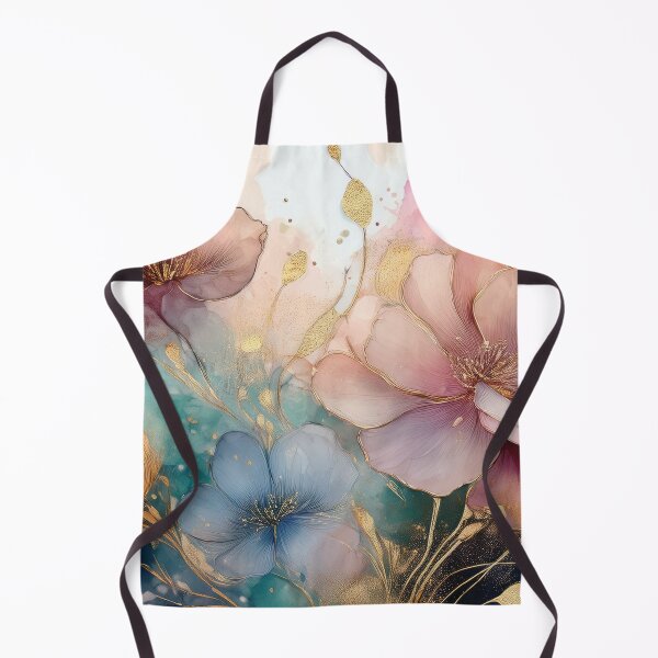 Item preview, Delicate VINTAGE FLOWERS 2, multicolor and gold wildflower watercolour garden, colourful alcohol ink effect, muted Pastel floral spring painting designed and sold by navitalidesign.