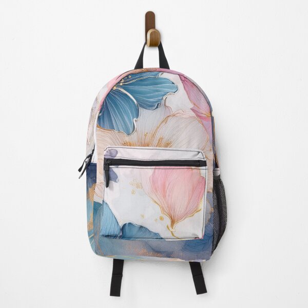 Item preview, Delicate VINTAGE FLOWERS 3, multicolor pink blue and gold wildflower watercolour garden, colourful alcohol ink effect, muted Pastel floral spring painting designed and sold by navitalidesign.