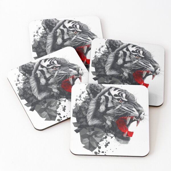 Item preview, Roaring Tiger head in geometric style, exotic cat lovers T-shirt designed and sold by PeffysArt.