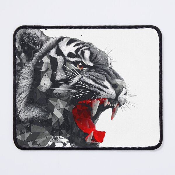 Item preview, Roaring Tiger head in geometric style, exotic cat lovers T-shirt designed and sold by PeffysArt.