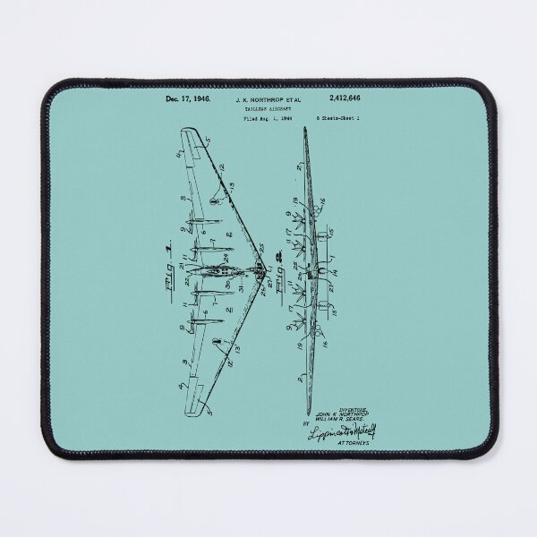 Item preview, 1946 Flying Wing Patent Drawing – Northrop YB-35 / YB-49 designed and sold by PatentCulture.