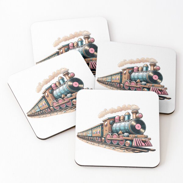 Item preview, Vinyl Express – Cute Vinyl Record Train Illustration in Kawaii Style designed and sold by TeeTimeTreasure.
