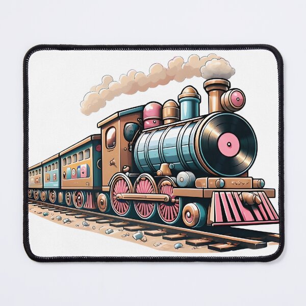 Item preview, Vinyl Express – Cute Vinyl Record Train Illustration in Kawaii Style designed and sold by TeeTimeTreasure.