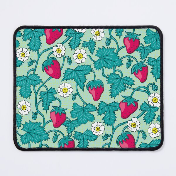 Item preview, Playful summer garden – Cottagecore strawberries on light green designed and sold by colorofmagic.