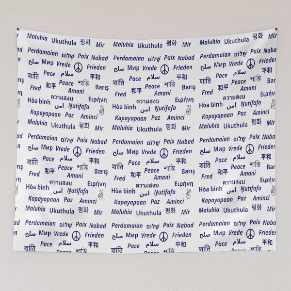 Item preview, Peace, Paix, Paz, Pace in many languages (blue) designed and sold by UnlockKnowledge.