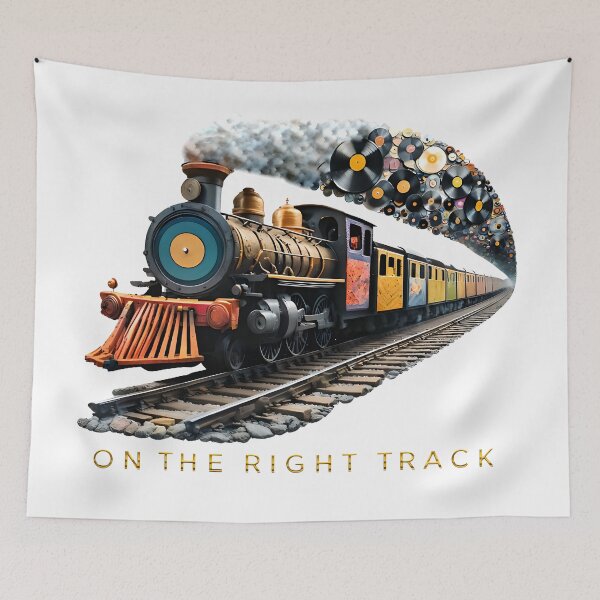 Item preview, Vintage Steam Train Graphic Tee, Locomotive T-Shirt, Vinyl Records Train Art, Music Lover's Gift, Unique Train Enthusiast Top, Graphic Tee designed and sold by TeeTimeTreasure.