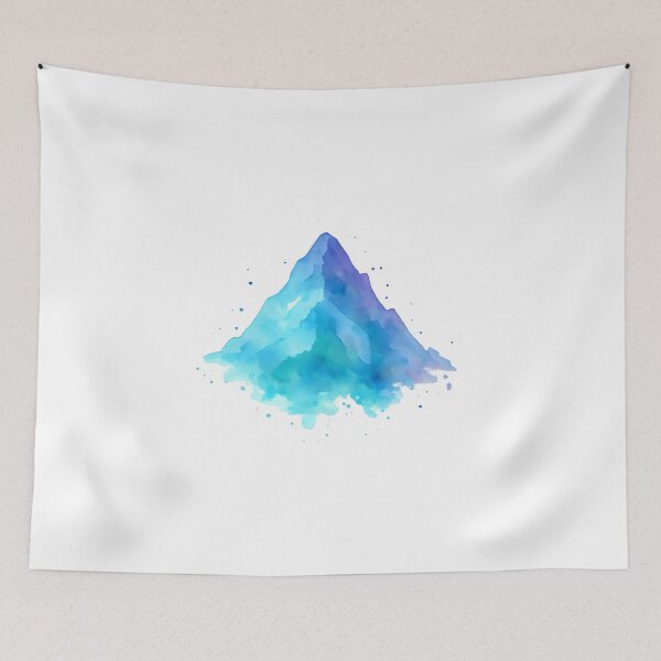 Item preview, Watercolor Mountain – Nature Art in Blue, Green and Purple designed and sold by AlphaAutomation.