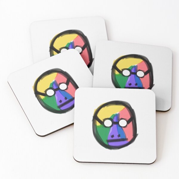 Item preview, A colorful face with blank expression and round glasses designed and sold by kixonic.