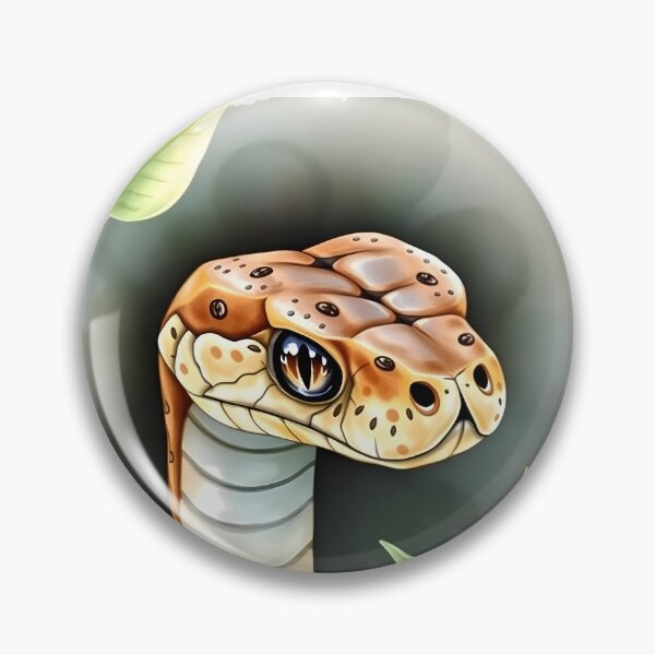 Item preview, Brown snake head and green leaves watercolor illustration designed and sold by EmeraldeaArt.
