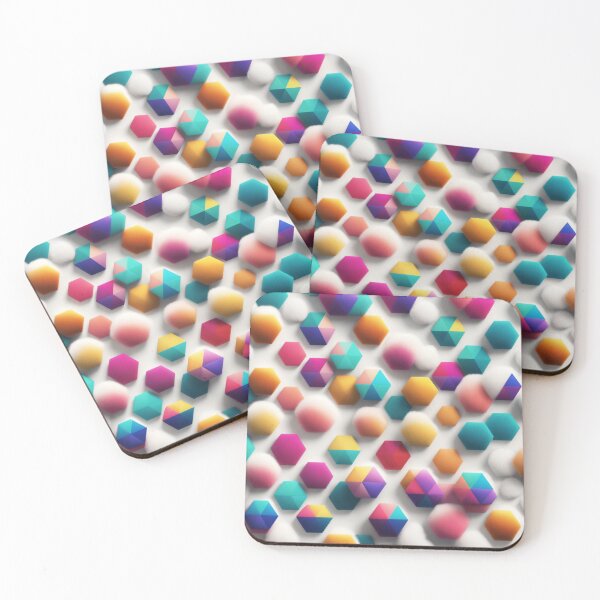 Item preview, Colorful Hexagons & Fluffy Clouds - Vibrant Abstract Art designed and sold by latelierdechris.