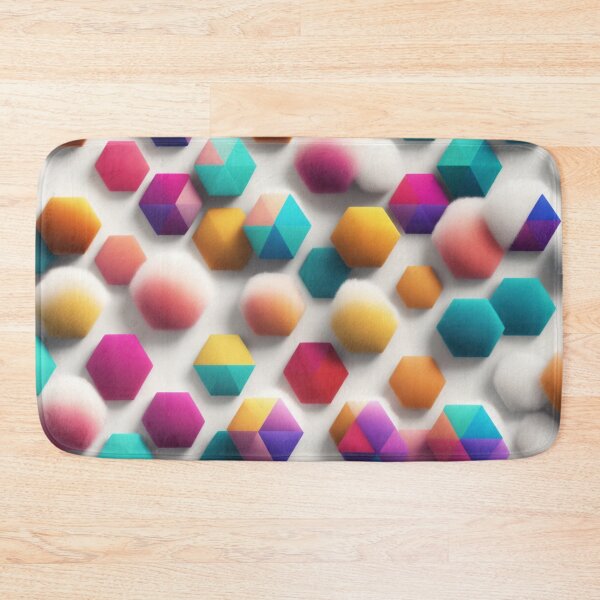 Item preview, Colorful Hexagons & Fluffy Clouds - Vibrant Abstract Art designed and sold by latelierdechris.