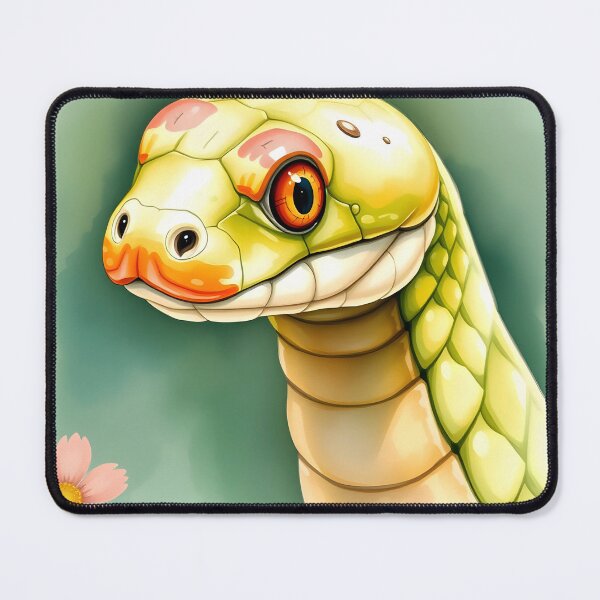 Item preview, Green snake head watercolor illustration designed and sold by EmeraldeaArt.