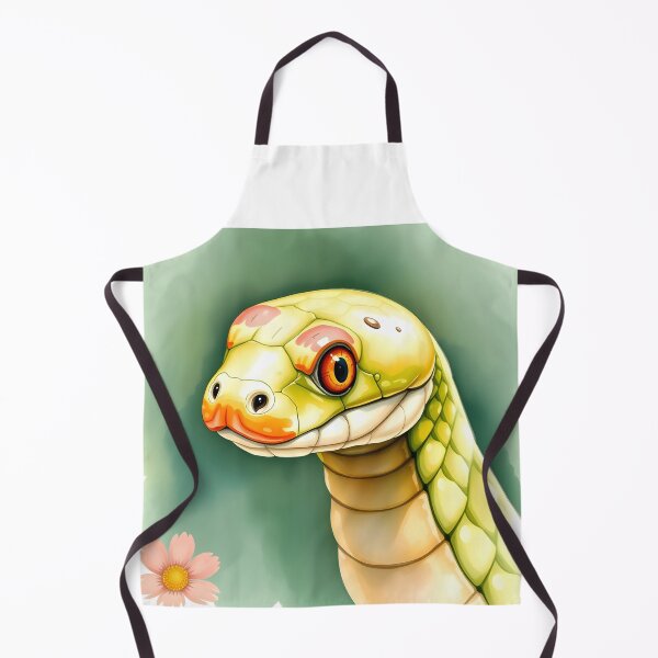 Item preview, Green snake head watercolor illustration designed and sold by EmeraldeaArt.