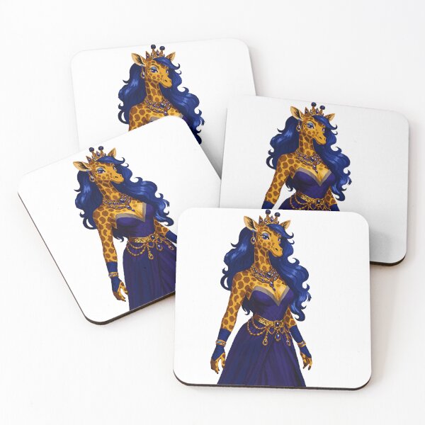 Vista previa del artículo con la obra «Mujer jirafa azul con cinturón Chatelaine, tiara y collar llamativo», diseñado y vendido por KlakkDrawsStuff.