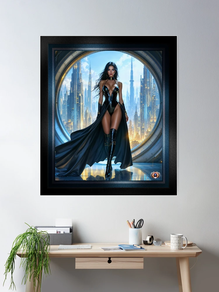 An Alluring Cityscape Portrait Of Lucilla Vespera AI Concept Art by Xzendor7 2 An Alluring Cityscape Portrait Of Lucilla Vespera Captivating AI Concept Art by Xzendor7 Room Decor Poster Art Print