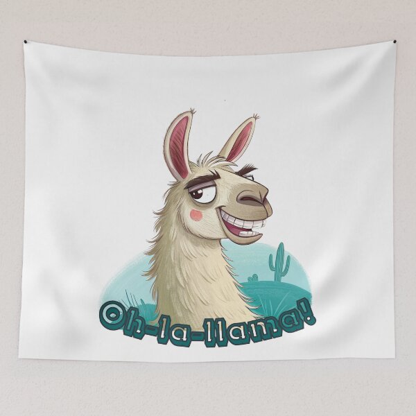 Item preview, Funny Oh-la-llama Cartoon Llama Smiling Meme Design designed and sold by ArtiQreate.
