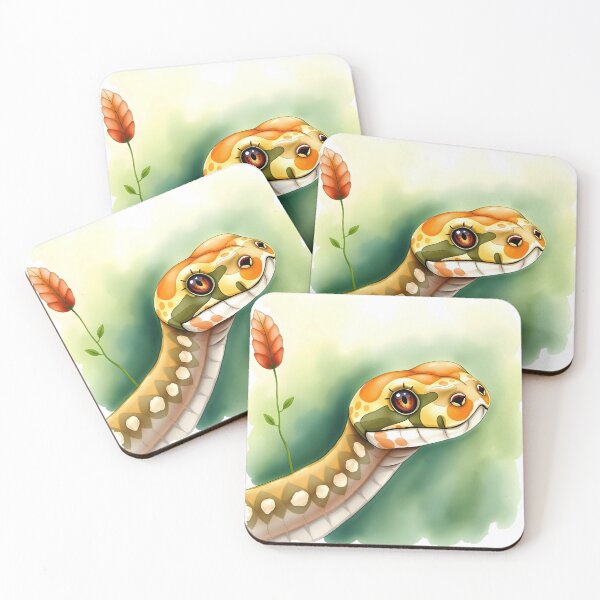 Item preview, Cute snake with eyelashes watercolor illustration designed and sold by EmeraldeaArt.