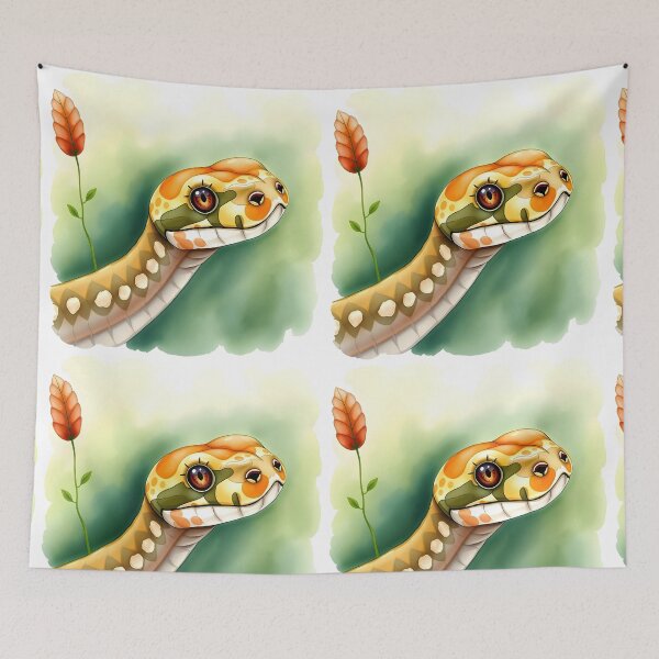 Item preview, Cute snake with eyelashes watercolor illustration designed and sold by EmeraldeaArt.