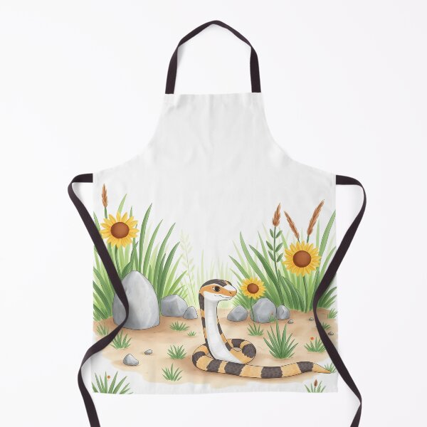 Item preview, Adorable snake among sunflowers watercolor illustration designed and sold by EmeraldeaArt.