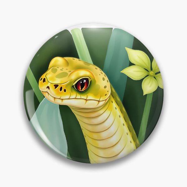Item preview, Greenish yellow snake among plants watercolor illustration designed and sold by EmeraldeaArt.