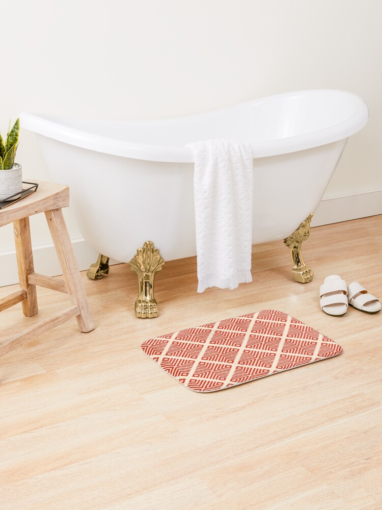 Thumbnail 2 of 6, Bath Mat, Striped Geometric Diamond Tile designed and sold by Patternfluent.