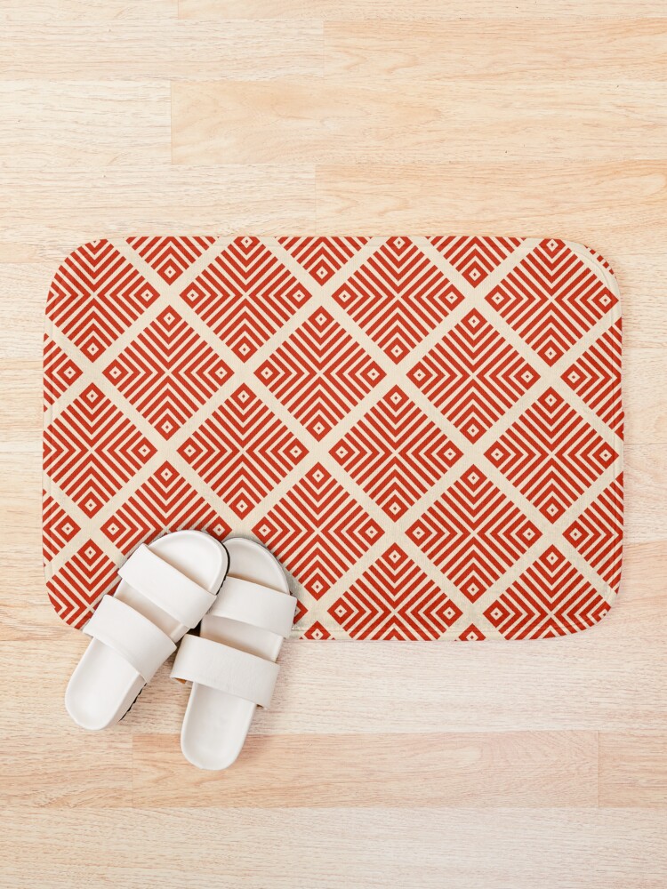 Thumbnail 1 of 6, Bath Mat, Striped Geometric Diamond Tile designed and sold by Patternfluent.