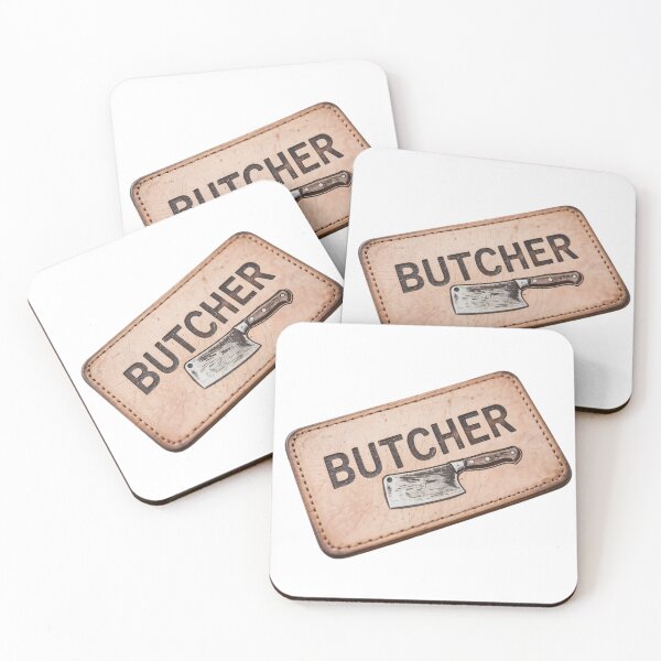 Item preview, Rectangular Leather Patch with Butcher Text and Meat Cleaver designed and sold by Creative88Art.