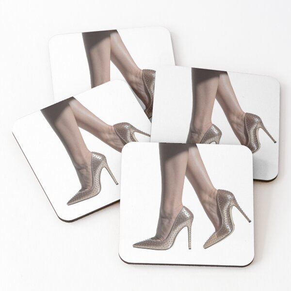 Item preview, Close Up of Legs Wearing Metallic Gold High Heeled Shoes designed and sold by Creative88Art.