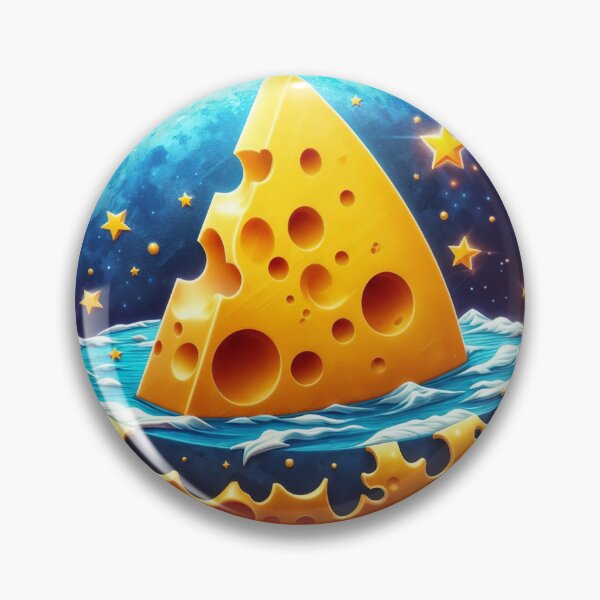 Item preview, Floating Swiss Cheese Wedge with Cosmic Backdrop and Ocean Waves designed and sold by Creative88Art.