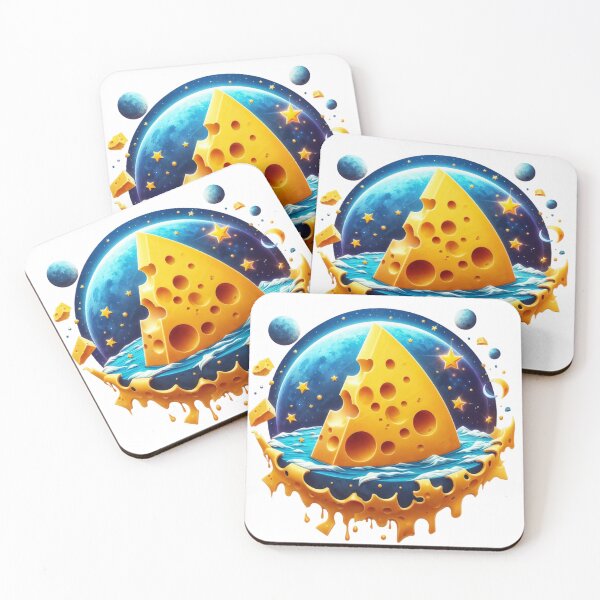 Item preview, Floating Swiss Cheese Wedge with Cosmic Backdrop and Ocean Waves designed and sold by Creative88Art.