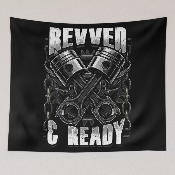Item preview, Revved and Ready – Piston & Engine Gear Skull Design designed and sold by PECCATOR.