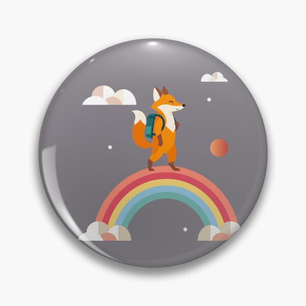 Item preview, Happy fox with backpack on rainbow – adventurous children's design designed and sold by Kisho.